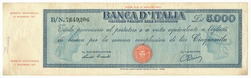 5000 lire titolo provvisorio - titolo,