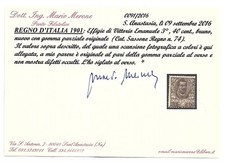 1901 Regno Vittorio Emanuele III - 40 cent bruno Cat.N.74 gomma parziale