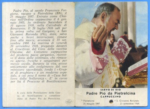 Santino holy card padre pio - holy,