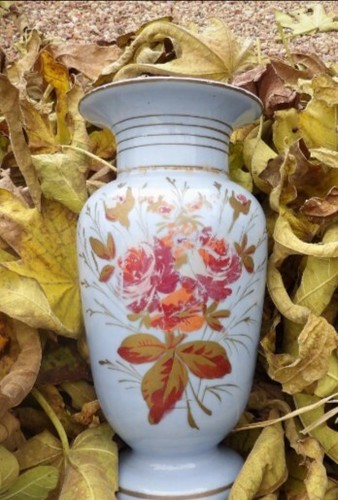 Antico vaso opalina dipinto - opalina,