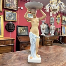 Antica scultura ceramica “Donna portatrice “ Ronzan anni 40 . H 54 . Art decò