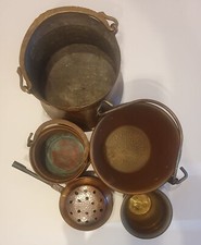 lotto oggetti rame - 3 paioli 1 vaso 1 scaldino 5 stampini