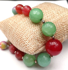 BRACCIALE CON PERLE DI VETRO TIPO PIETRA DURA