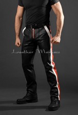 Pelle racer pants con - con, strisce