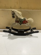 CAVALLO A DONDOLO IN LEGNO INTARSIATO A MANO VINTAGE 