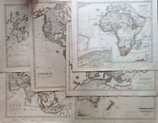 6 Mappe antiche Mappamondo Europa Africa Asia America Oceania 1856