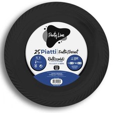 25 Piatti NERO in plastica