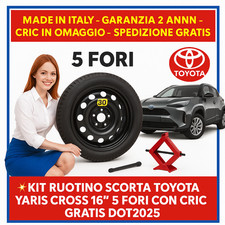 💥Kit Ruotino Scorta Toyota Yaris Cross 16” 5 Fori Con Cric Gratis DOT2025 🛞