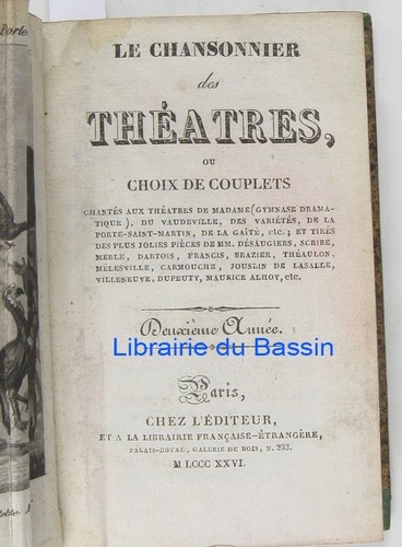 Chansonnier des théâtres - chansonnier,
