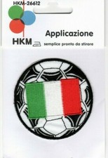2 APPLICAZIONI TERMOADESIVE RICAMATE PALLONE CON BANDIERA TOPPE DECORAZIONI