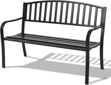 Panchina Da Esterno, Panchina Da Giardino in Ferro Verniciato Antiruggine E Resi