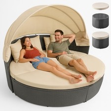 Letto Isola in Rattan Grigio