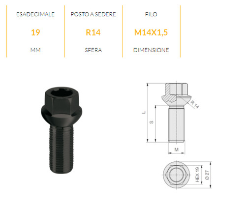 B1025 dado ruota oem m14 - m14, x