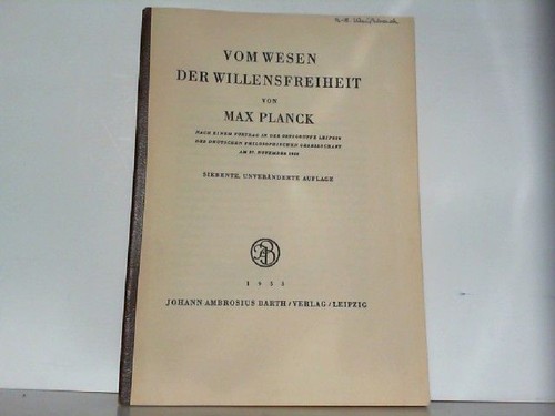 Vom wesen der willensfreiheit - der,