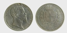 s536_2)  SARDEGNA Vittorio Emanuele II 1849-1861 5 Lire 1850 TO mancanza metallo