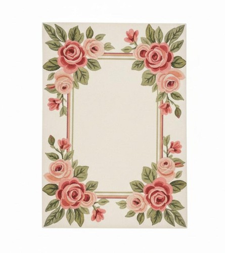 Tappeto floreale trapuntato - , a