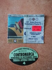 BIGLIETTO 73° GRAN PREMIO F1 D'ITALIA AUTODROMO DI MONZA  14-15 Settembre 2002