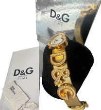 OROLOGIO AL QUARZO DA POLSO DOLCE GABBANA TIME *I LOVE D&G* ORO FORMA CUORE CRISTALLO NUOVO