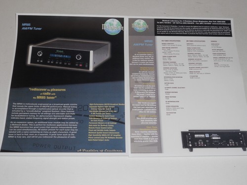 Mcintosh brochure - mcintosh, mr-85