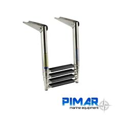 SCALETTA INOX RIBALTABILE TELESCOPICA 4 GRADINI CM.115X30 PER GOMMONE BARCA