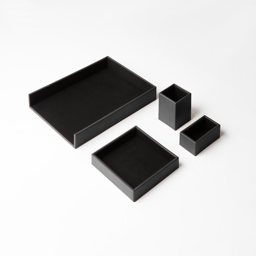 Set scrivania cuoio nero 4 - cuoio,