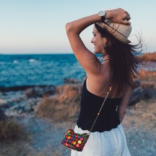  Borsa Boho: Borsa a tracolla con perline di guscio di cocco, vintage, etnica,