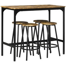 Set Tavolo Alto e 4 Sgabelli Stile Industriale Marrone e Nero DecHome