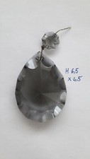 Goccia Cristallo Per Ricambio Restauro Lampadari Antichi, Fumè Grigio H6,5cm #21