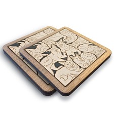 02 German Shepherd Dog Coaster - German Shepherd Dog Puzzle Wooden Coaster Se...