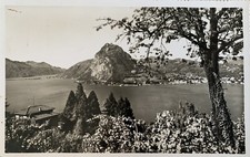 Cartolina Lugano con Monte Salvatore Svizzera Canton Ticino viaggiata