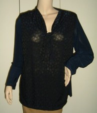 MAGLIA T-SHIRT BLUSA DONNA BLU FINTA SCIARPINA LEGGI LE MISURE TAGLIE FORTI