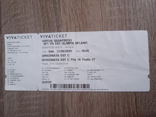Biglietto basket ticket virtus - basket,