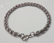 1pz bracciale con catena spiga in acciaio inox 21cm x6mm colore argento scuro