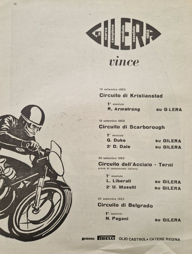 Moto gilera vince - gilera, pubblicità