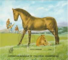 Burkina Faso 1985 Equestrians Puledro Cavalli Foglio Usato 11882