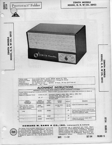 1961 zenith xd50c radio - zenith,
