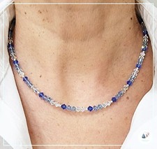 Collana donna cristalli luminosi argento 925 brillantini multicolor girogola per