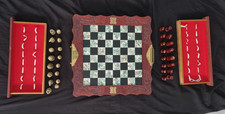 Scacchiera Cinese legno e Resina Richiudibile con Cassetti Porta Pezzi Vintage