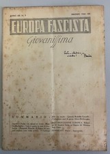 Rarissima Rivista Fascismo Europa Fascista Giovanissima 1943 - N. 7