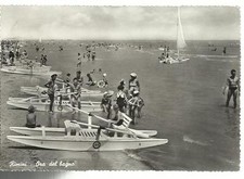 INTERESSANTE CARTOLINA DI RIMINI ORA DEL BAGNO PATTINO MOSCONE DA BAGNINO E PERS