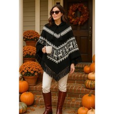 Poncho in lana di alpaca con