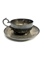 ANTIQUE SILVER ALPACA SAUCER
