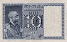 Regno D'Italia - Vittorio Emanuele III - 10 Lire  Impero 1939 XVIII - SPL / FDS