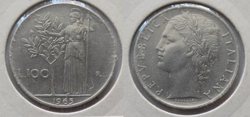 100 lire 1965 minerva 1 - ,