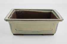 Vaso per BONSAI Japan Giapponese in Gres Smaltato Rettangolare a CASCATA Bianco