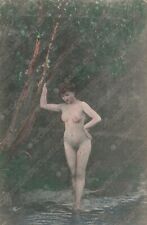 Donna nuda nel bosco Erotic Nude Lady Vintage Risqué Cartolina erotica