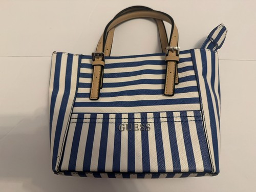 Borsa mano guess blu bianca - blu,