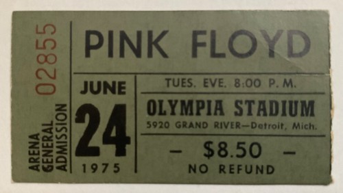 Pink floyd 1975 biglietto stub - pink,