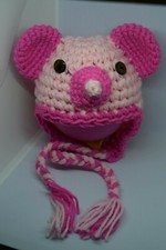 Cappellino orsetto rosa neonato  berretto bambino uncinetto lana baby