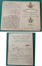 Tessera Ferroviaria Tram Tramway 1 Classe Filippo Meda Deputato Navigazione 1921